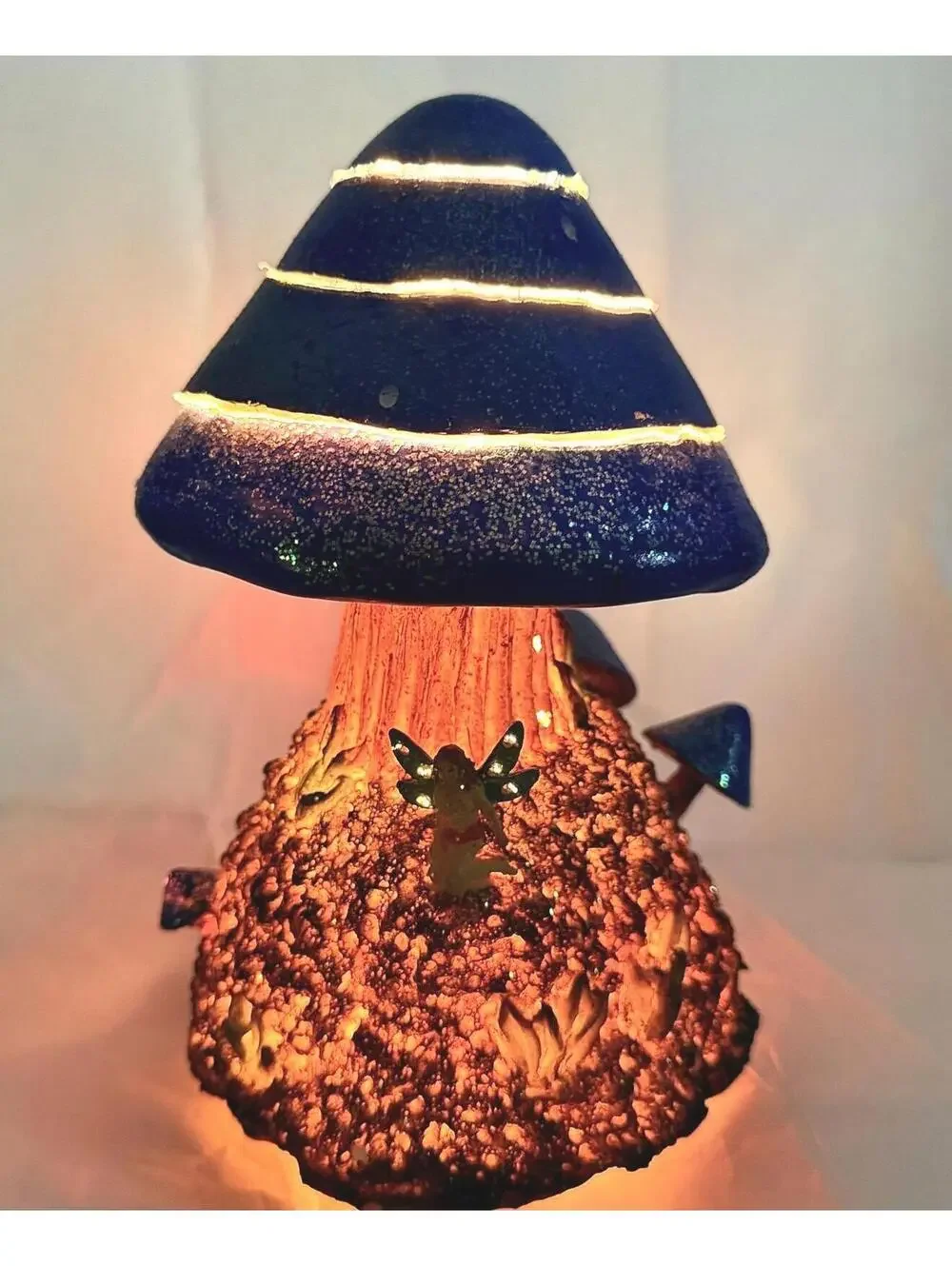 Vintage Fiber Optic F/X Magical Mushroom With Fantasy Fairy Lamp Night Light